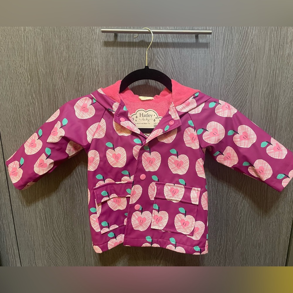 Hatley kids rain jacket with terry lining